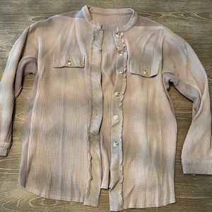 Waffle knit oversized sweater